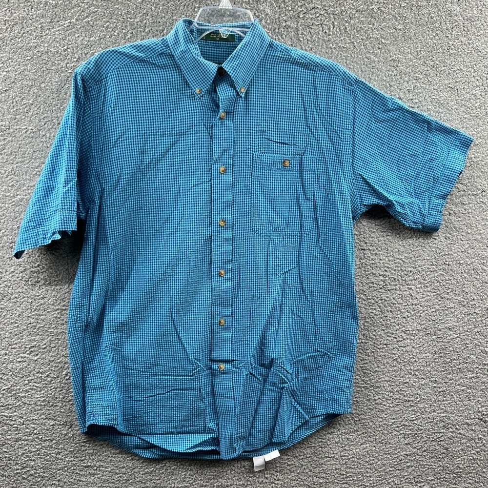 Orvis Men Button Down Fishing Shirt M Gingham Check Cotton Travel Outdoor Hiking